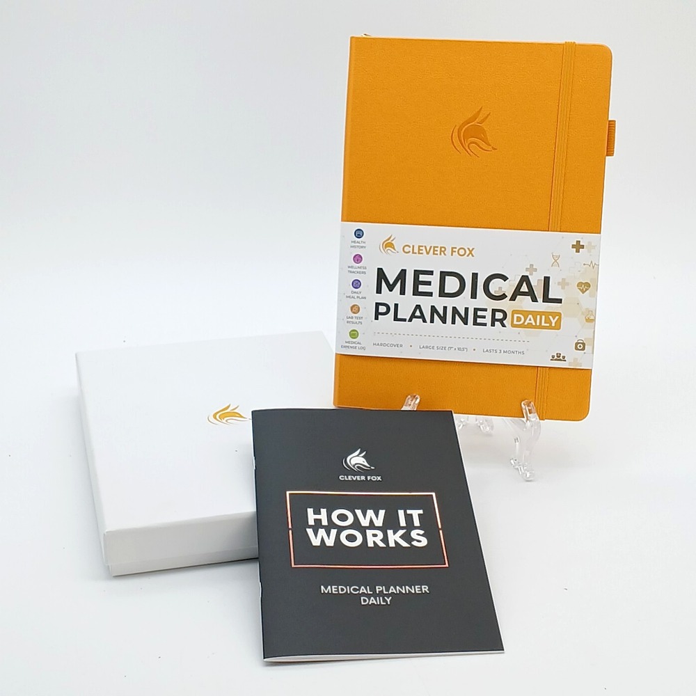 Clever Fox Medical Planner Daily – Health Diary Notebook, Wellness Journal Amber